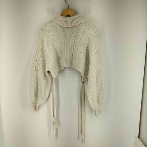 ヘザー Heather バックリボン ニット ショート丈プルオーバー レディース FREE
