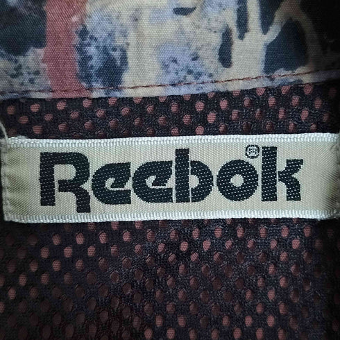 リーボック Reebok ロゴ刺繍 裏地メッシュ ウエストコード ナイロン ハーフコート ジップアップジャケット メンズ import:L