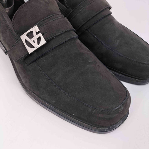 ジャンニヴェルサーチ GIANNI VERSACE ロゴプレート ローファー ドレスシューズ メンズ 7 1/2