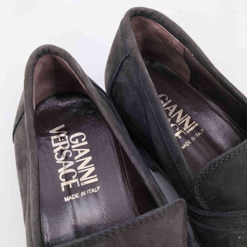 ジャンニヴェルサーチ GIANNI VERSACE ロゴプレート ローファー ドレスシューズ メンズ 7 1/2
