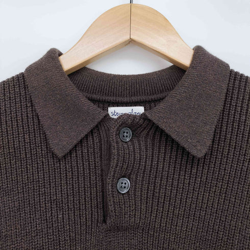 スティーブンアラン Steven Alan LOOSE FIT カシミヤ混 コットンニット L/S ポロシャツ メンズ import:S