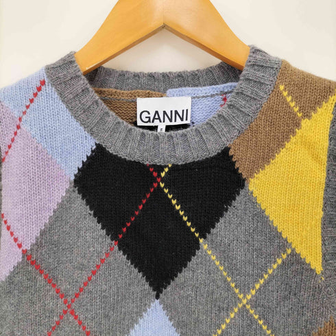 ガニー Ganni アーガイル柄ニットベスト レディース S