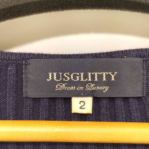 ジャスグリッティー JUSGLITTY ベルト付柄編みフレアニットワンピース レディース JPN:2