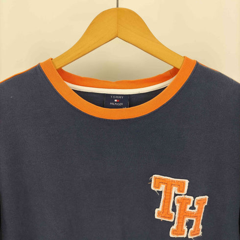 トミーヒルフィガー TOMMY HILFIGER 90-00S TH ワッペン アームライン リンガー Tシャツ メンズ import:L
