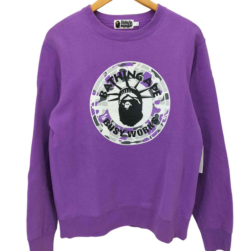 アベイシングエイプ A BATHING APE ロゴプリントクルーネックトレーナー メンズ L