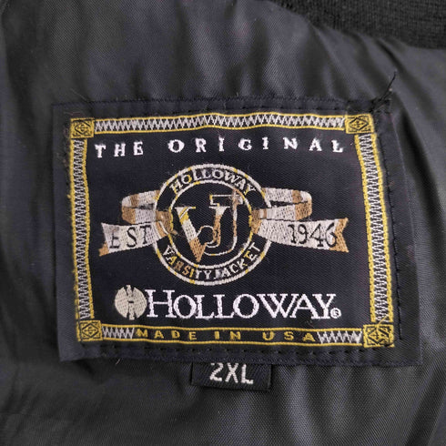 ホロウェイ HOLLOWAY 00S 刺繍 レザー切替 ウール スタジャン メンズ JPN:XXL