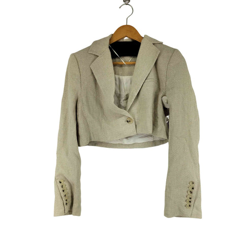 ザラ ZARA クロップドテーラードジャケット ストライプ レディース JPN:S