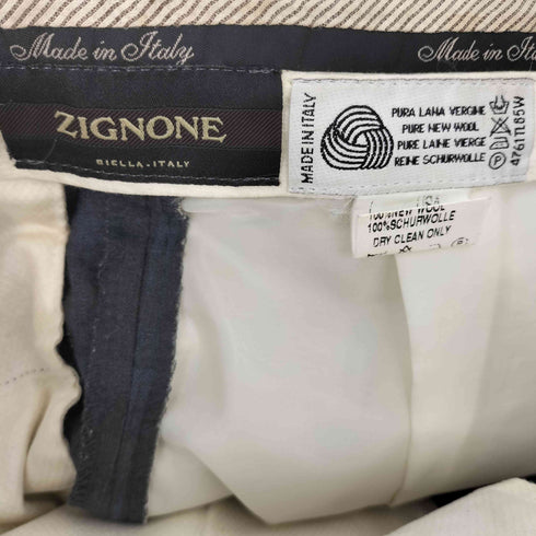 ZIGNONE イタリア製 ウール チェック 2タックスラックスパンツ メンズ USA 35