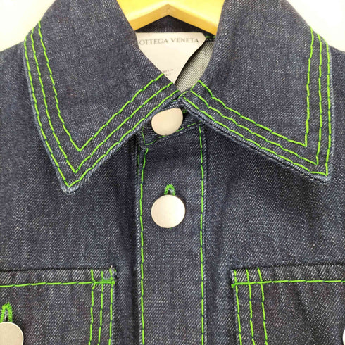 ボッテガヴェネタ BOTTEGA VENETA グリーンステッチデニムジャケット レディース JPN:34