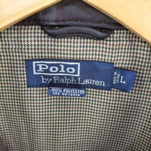 ポロバイラルフローレン Polo by RALPH LAUREN 90-00s 裏地千鳥格子 チンスト付き レザースウィングトップ メンズ import:L