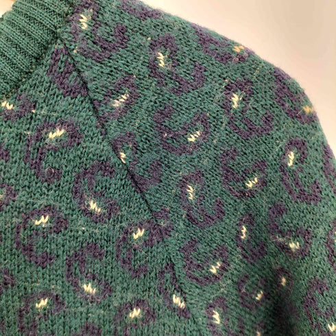 アクアスキュータム AQUASCUTUM 90S 英国製 ペイズリー ウール100 ラグラン ニット セーター メンズ UK:38