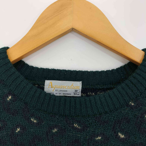 アクアスキュータム AQUASCUTUM 90S 英国製 ペイズリー ウール100 ラグラン ニット セーター メンズ UK:38