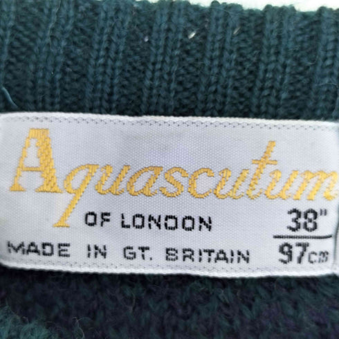 アクアスキュータム AQUASCUTUM 90S 英国製 ペイズリー ウール100 ラグラン ニット セーター メンズ UK:38