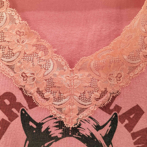 ヒステリックグラマー HYSTERIC GLAMOUR デビルガール 七分袖リブTシャツ レース レディース FREE