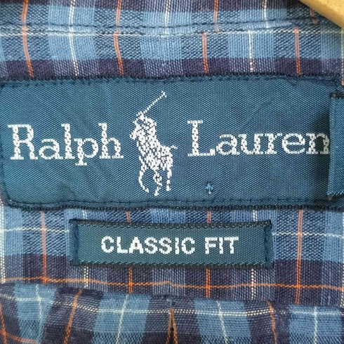 ラルフローレン RALPH LAUREN 90S CLASSIC FIT ポニー刺繍 ブリーチ加工 ボタンダウン L/S チェック シャツ メンズ import:M