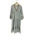 ザラ ZARA ストライプティアードワンピース シアサッカー レディース import:L
