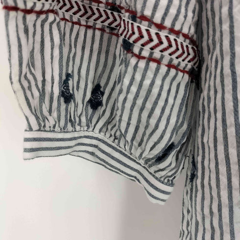 ザラ ZARA ストライプティアードワンピース シアサッカー レディース import:L
