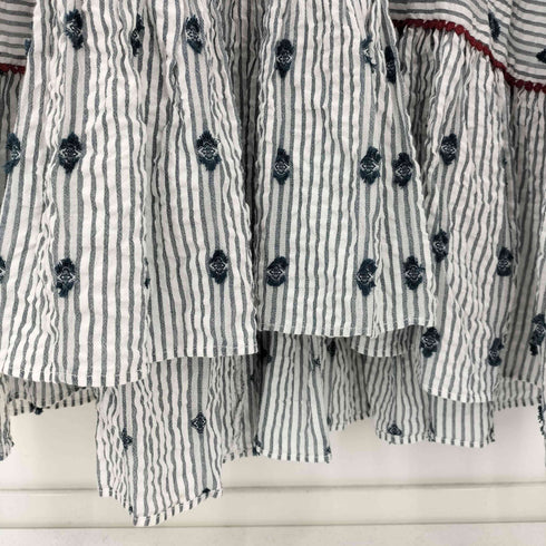 ザラ ZARA ストライプティアードワンピース シアサッカー レディース import:L