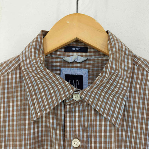 ギャップ Gap FITTED 半袖チェックシャツ メンズ JPN:M