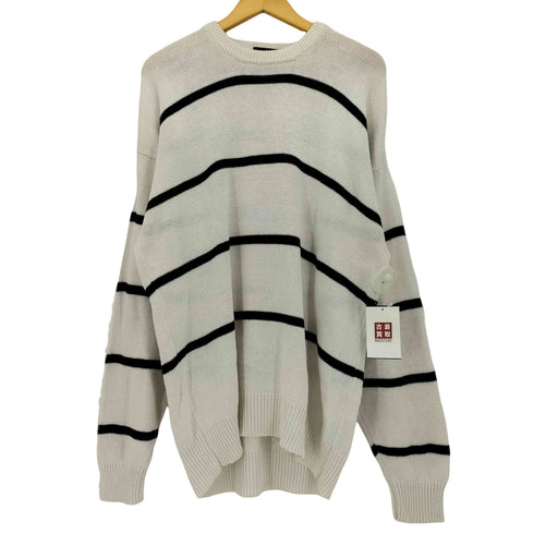 エディーバウアー Eddie Bauer 80‐90S 黒タグ ボーダー コットン ニット セーター メンズ import:XL