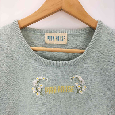ピンクハウス PINK HOUSE 花ロゴ刺繍 ラムウールニット レディース
