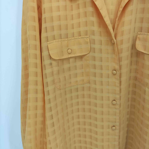 リズベイカー liz baker チェック柄 ダブルポケット L/S オープンカラー シアー シャツ レディース