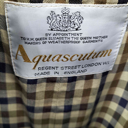 アクアスキュータム AQUASCUTUM MADE IN ENGLAND 裏地チェックトレンチコート メンズ