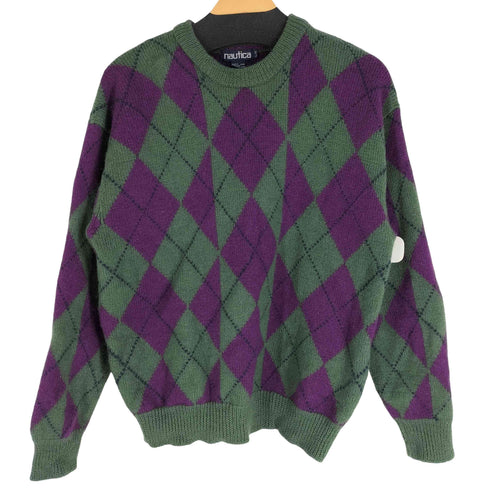 ノーティカ NAUTICA 80-90S 小文字タグ アーガイル柄ウールニット メンズ import:L