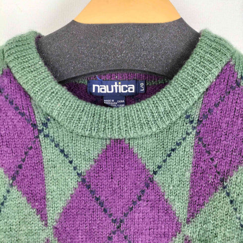 ノーティカ NAUTICA 80-90S 小文字タグ アーガイル柄ウールニット メンズ import:L
