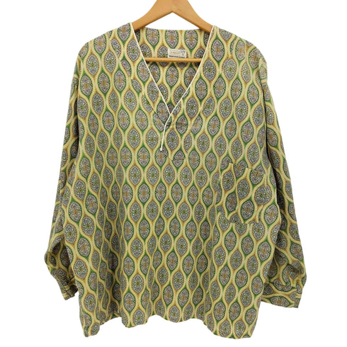 ブレント BRENT 60-70S 総柄 プリントネル オープンネック L/S カットソー メンズ import:XL