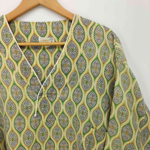 ブレント BRENT 60-70S 総柄 プリントネル オープンネック L/S カットソー メンズ import:XL