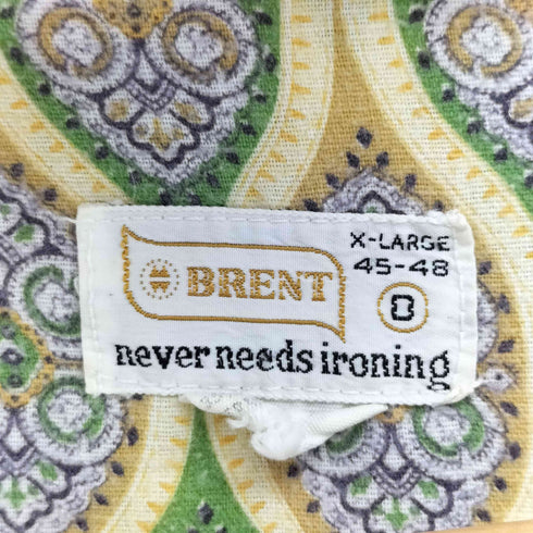 ブレント BRENT 60-70S 総柄 プリントネル オープンネック L/S カットソー メンズ import:XL