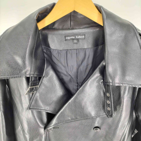 agate label フェイクレザー トレンチコート レディース LL