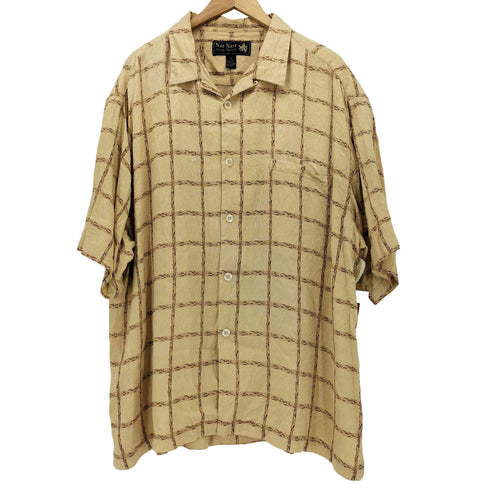 ナットナスト NAT NAST 90-00S シルク オープンカラー チェック S/S シャツ メンズ import:XL
