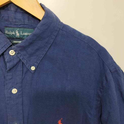ラルフローレン RALPH LAUREN ポニー刺繍 半袖リネンボタンダウンシャツ メンズ L
