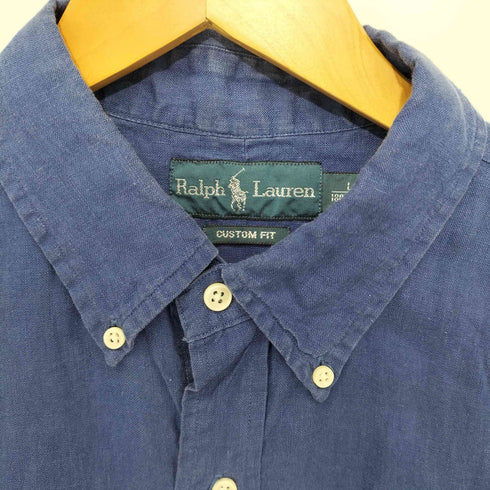 ラルフローレン RALPH LAUREN ポニー刺繍 半袖リネンボタンダウンシャツ メンズ L