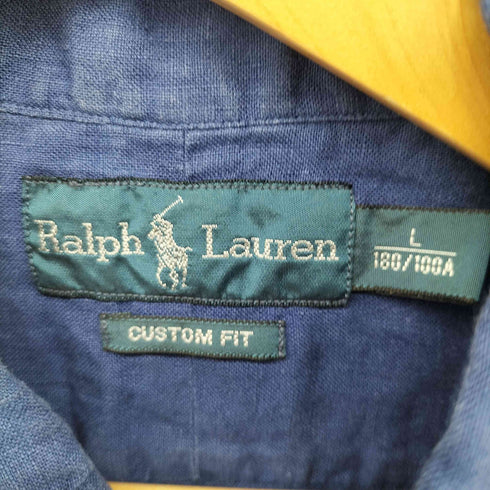 ラルフローレン RALPH LAUREN ポニー刺繍 半袖リネンボタンダウンシャツ メンズ L