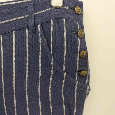 ラルフローレンパープルレーベル RALPH LAUREN PURPLE LABEL ウエストサイドボタン ストライプリネンワイドパンツ メンズ 6