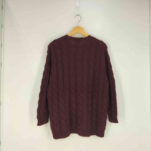 マックスマーラウィーケンドライン Max Mara WEEKEND LINE イタリア製 モヘア混 アクリルナイロン Vネック ケーブルニット レディース import:S
