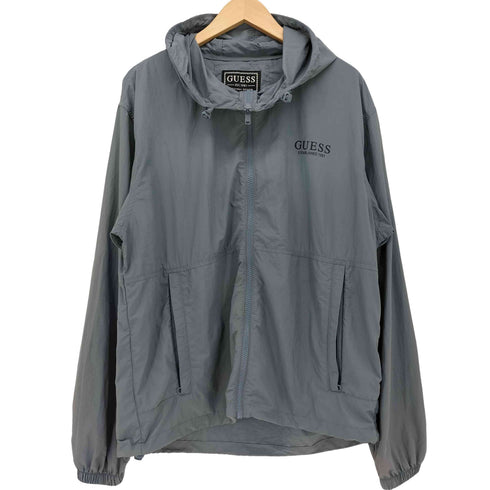ゲス GUESS ナイロン ジップアップ フーデッド ジャケット メンズ import:L