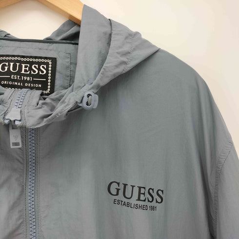 ゲス GUESS ナイロン ジップアップ フーデッド ジャケット メンズ import:L
