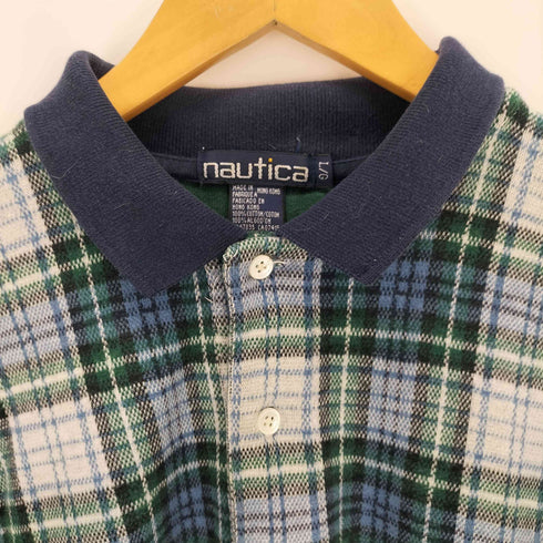 ノーティカ NAUTICA 香港製 チェック柄 長袖ポロシャツ メンズ JPN:L