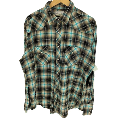 ラングラー Wrangler WRANCHER SHIRT ランチャー シャツ オンブレチェック スナップボタン ウエスタンシャツ メンズ import:XL