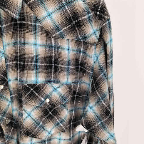 ラングラー Wrangler WRANCHER SHIRT ランチャー シャツ オンブレチェック スナップボタン ウエスタンシャツ メンズ import:XL