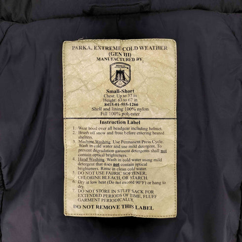 BAF社製 U.S.TYPE ECWCS GEN3 LEVEL7 PARKA EXTREME COLD WEATHER PRIMALOFT JACKET メンズ SMALL-SHORT