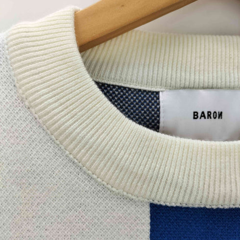 BARON Patchwork color scheme broken heart crew neck knit メンズ