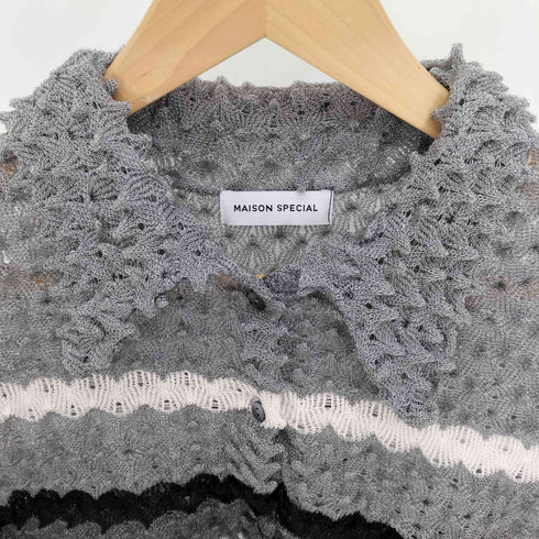 メゾンスペシャル MAISON SPECIAL 24SS Multi Border Spiky Knit Shirt マルチボーダー トゲトゲ ニットシャツ レディース FREE