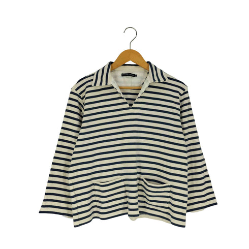 ラルフローレン RALPH LAUREN スキッパー Vネック 2ポケット ボーダー ラガーシャツ レディース import:L