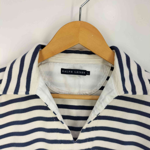 ラルフローレン RALPH LAUREN スキッパー Vネック 2ポケット ボーダー ラガーシャツ レディース import:L