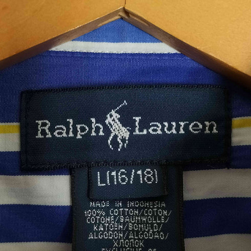 ラルフローレン RALPH LAUREN ポニー刺繍 ボタンダウンストライプシャツ メンズ L(16/18)